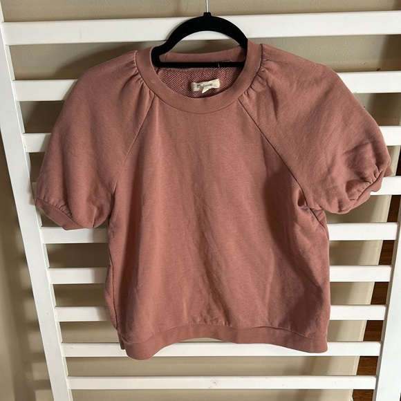Madewell Puff-Sleeve Sweatshirt Tee Dusty Rose Size XXS - Picture 3 of 11